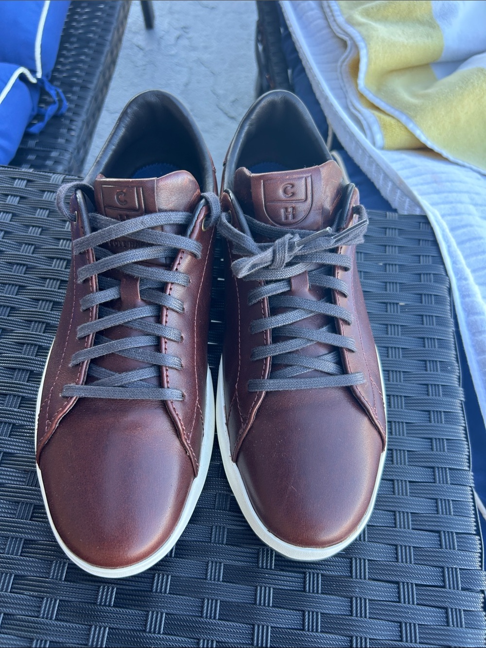 Cole Haan Brown Leather Low-Top Sneakers with White Sole